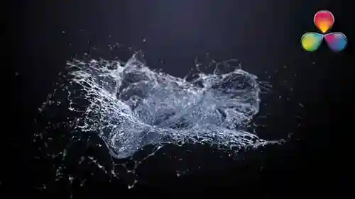 逼真的液体飞溅徽标动画模板,徽标刺伤英尺。水和液体达芬奇模板