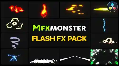 动态卡通Flash FX元素具有可自定义的样式,元素ft. flash fx和2d动画达芬奇模板