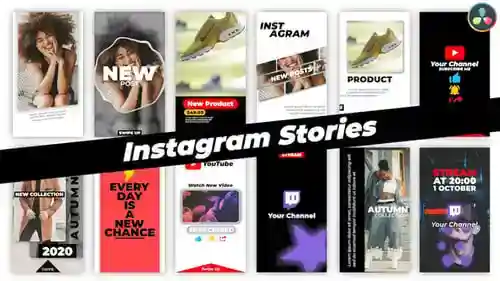 Instagram故事,标题金融时报。与达芬奇解决达芬奇模板兼容的社交媒体和产品促销。
