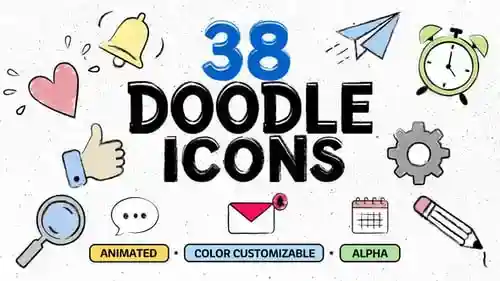 Doodle图标,元素ft. doodle和图标与达芬奇解决达芬奇模板兼容