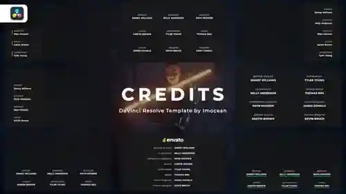 DaVinci Resolve,元素,头衔人名条ft的学分。与DaVinci Resolve达芬奇模板兼容的电影字幕和结尾标题