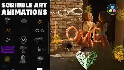 DaVinci Resolve的涂鸦艺术创作艺术创作艺术动画,元素ft.Scribble Art & 手绘与DaVinci Resolve达芬奇模板兼容