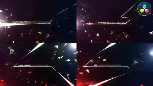 具有神经丛网络和灯光效果的未来派几何标题片头,标题英尺。几何动画和抽象艺术线达芬奇模板