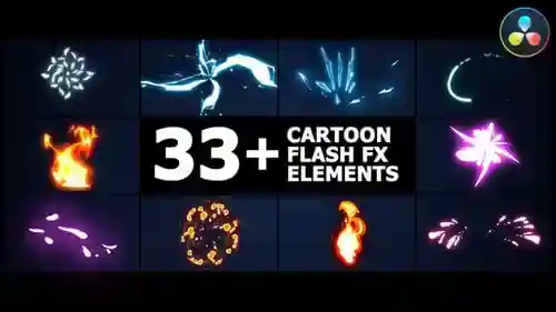 卡通Flash FX Elements Pack | DaVinci Resolve,Elements ft。卡通和FX与DaVinci Resolve达芬奇模板兼容