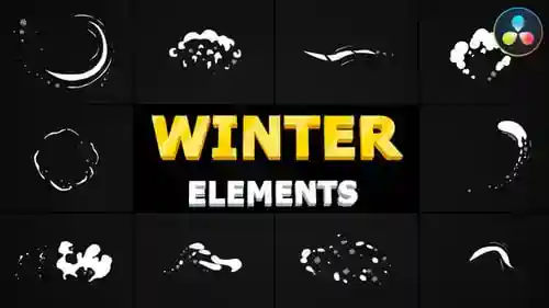 Winter Elements | DaVinci Resolve,Elements ft.手绘与DaVinci Resolve达芬奇模板兼容的元素
