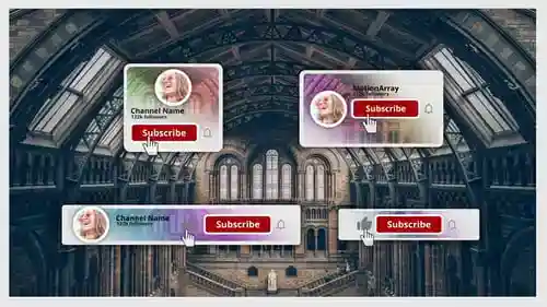 YouTube订阅模板包,元素,头衔人名条英尺。youtube和通知与达芬奇解决达芬奇模板兼容