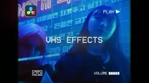 VHS效果,元素英尺。VHS和复古与达芬奇解决达芬奇模板兼容
