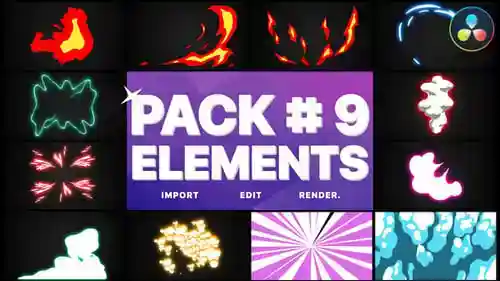 Flash FX Elements Pack 09 | DaVinci Resolve,Elements ft. flash fx和动画与DaVinci Resolve达芬奇模板兼容