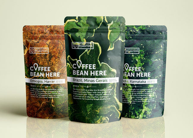 卫星地图风格创意咖啡豆包装设计