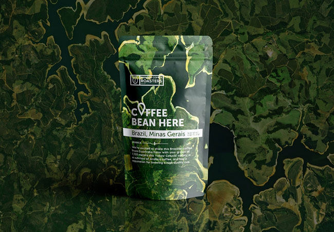卫星地图风格创意咖啡豆包装设计