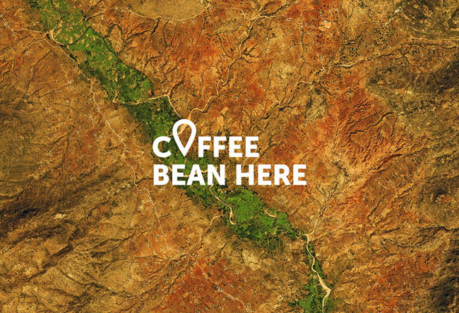 卫星地图风格创意咖啡豆包装设计