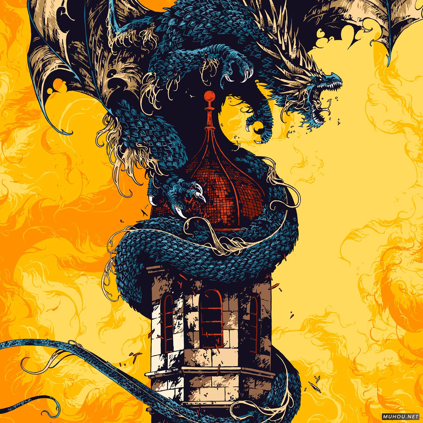 橘子树修道院手绘插画书籍封面