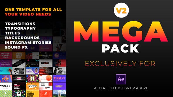 AE模板-图文混排运动超级图形素材包免费模板素材Mega Graphics Pack v2
