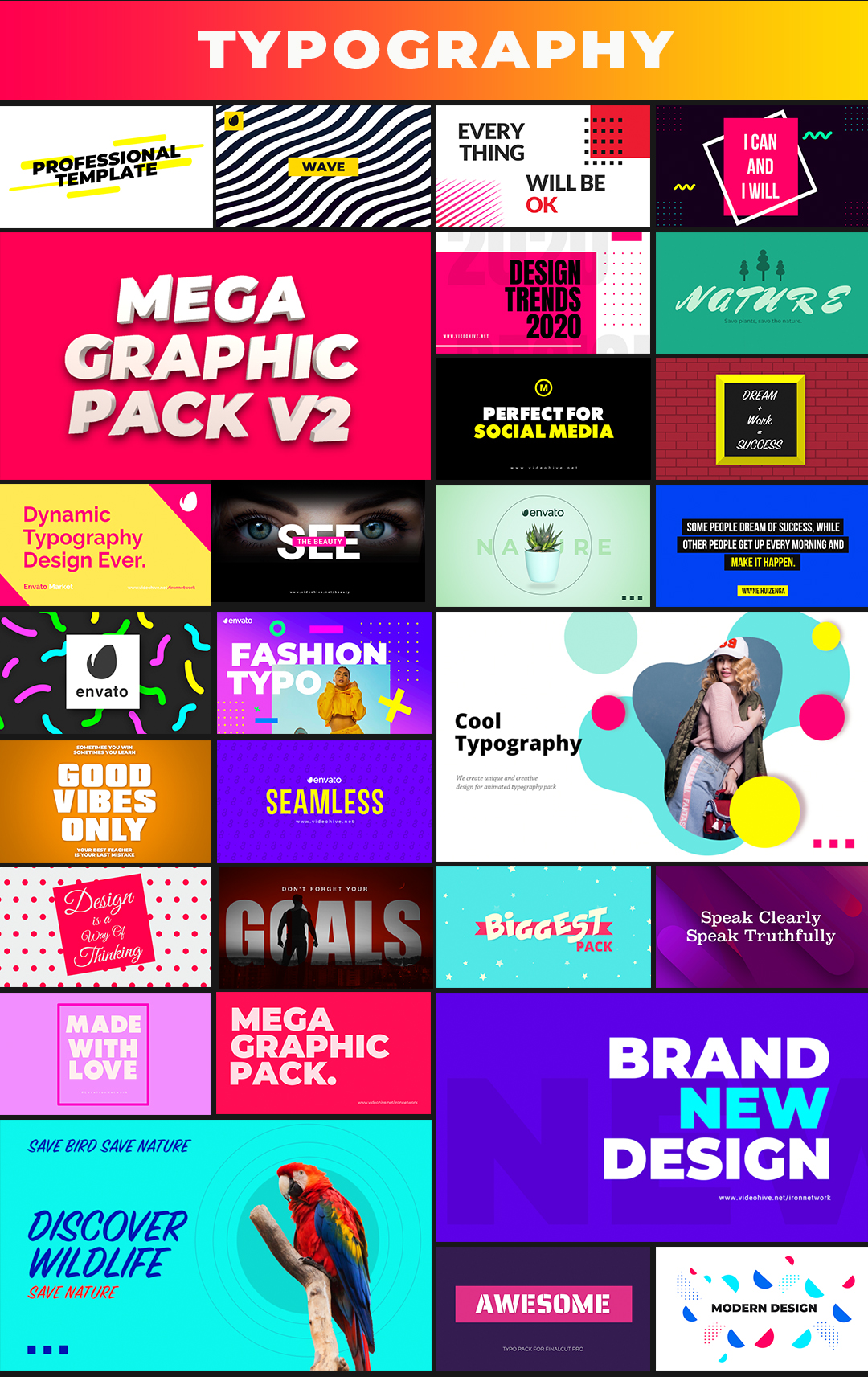 AE模板-图文混排运动超级图形素材包免费模板素材Mega Graphics Pack v2
