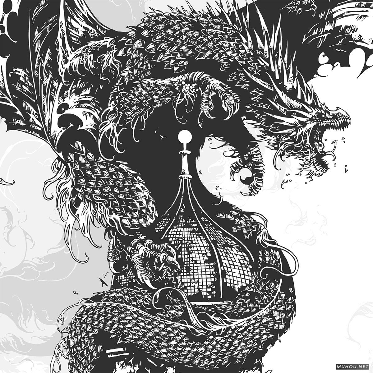 橘子树修道院手绘插画书籍封面