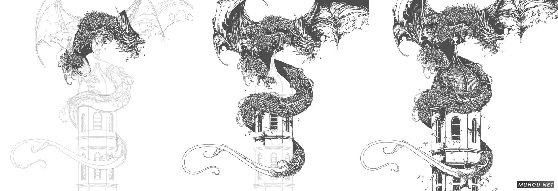 橘子树修道院手绘插画书籍封面