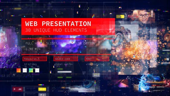 AE模板-HUD现代幻灯片/ 3D科幻/数字视差/高科技界面包装免费素材Web Presentation