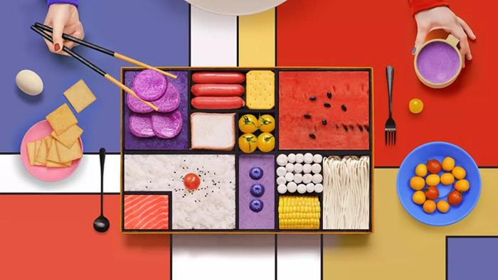 便当盒里的色彩艺术：食物也能玩出抽象几何
