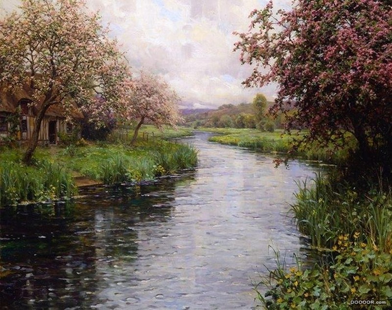 美籍法国艺术家Louis Aston Knight 的茅屋与花园风景画欣赏 [12P]