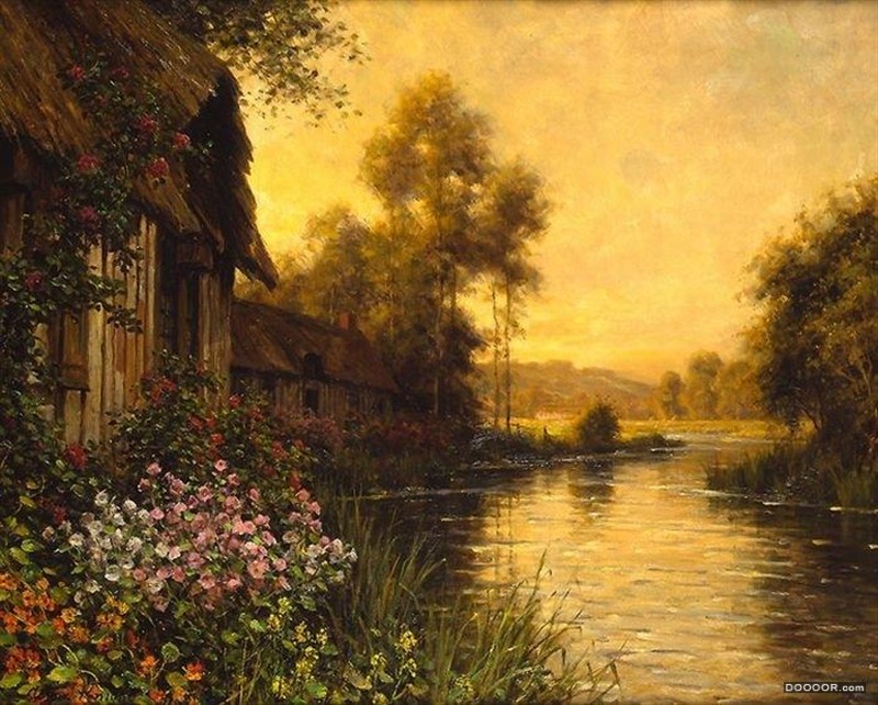 美籍法国艺术家Louis Aston Knight 的茅屋与花园风景画欣赏 [12P]