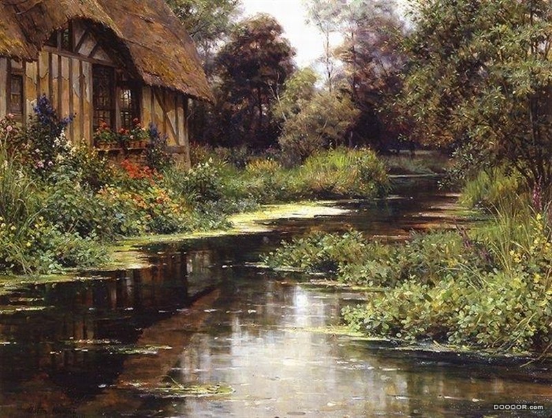 美籍法国艺术家Louis Aston Knight 的茅屋与花园风景画欣赏 [12P]