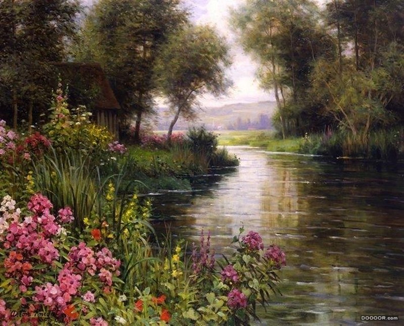 美籍法国艺术家Louis Aston Knight 的茅屋与花园风景画欣赏 [12P]