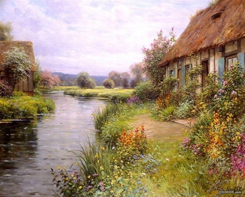 美籍法国艺术家Louis Aston Knight 的茅屋与花园风景画欣赏 [12P]