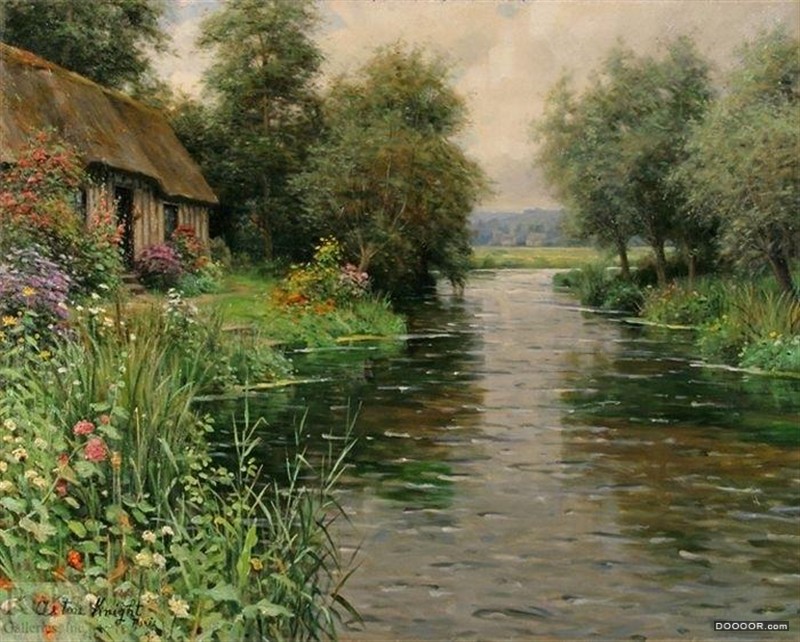 美籍法国艺术家Louis Aston Knight 的茅屋与花园风景画欣赏 [12P]