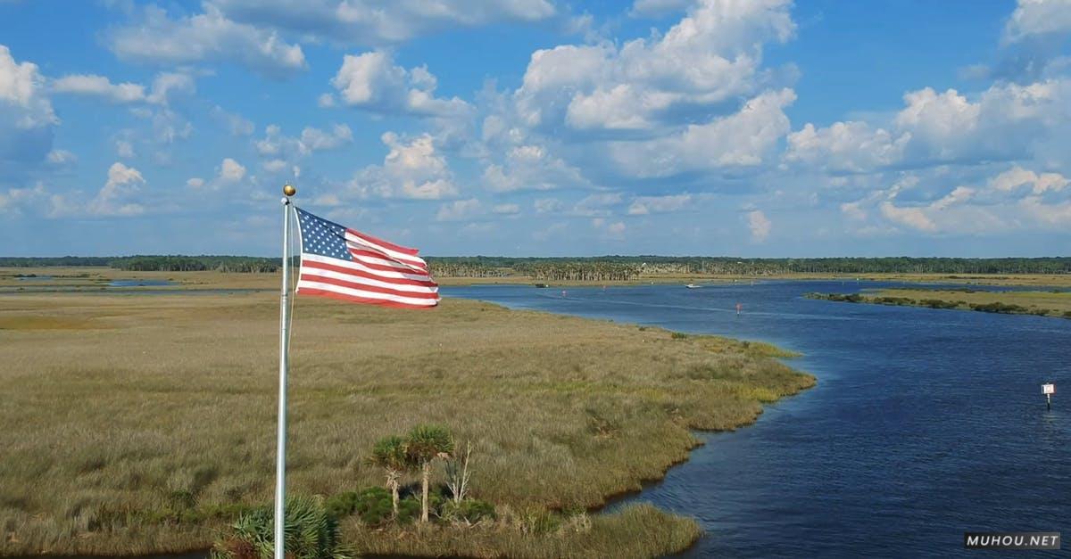 3168117|佛罗里达湿地公园的美国国旗CC0视频素材
