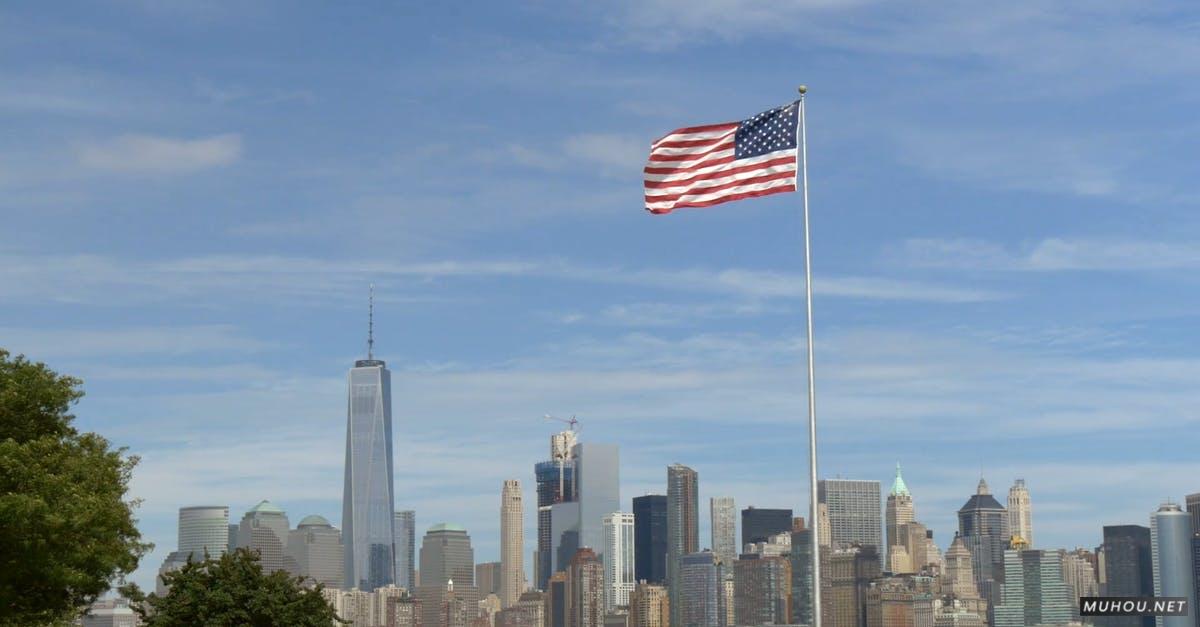 3358981|美国曼哈顿广场的国旗HDCC0视频素材插图