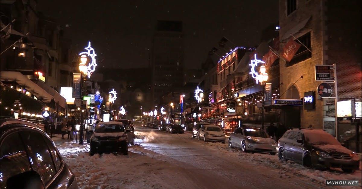 3573542|有关加拿大, 圣诞季节, 城市之夜下雪天素材视频插图