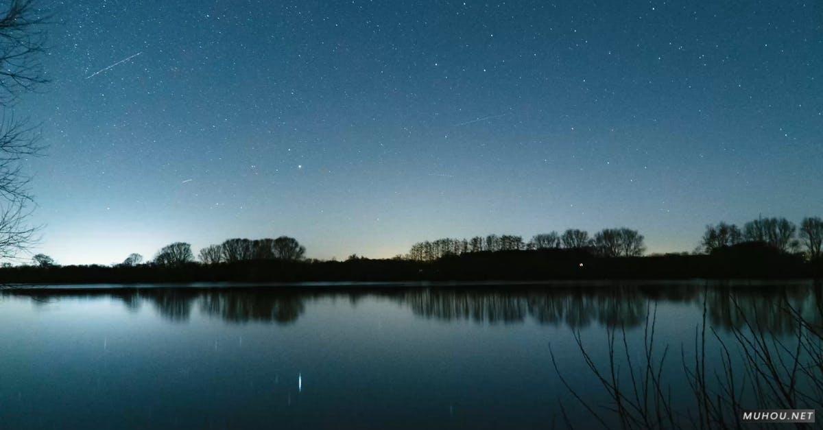 3493603|冬季夜晚湖景, 夜空延时拍摄的4KCC0视频素材插图