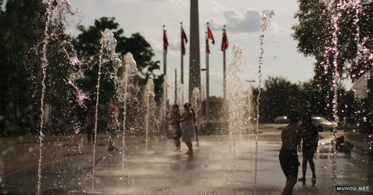 2836296|城市公园广场中央喷泉4k慢镜头视频素材