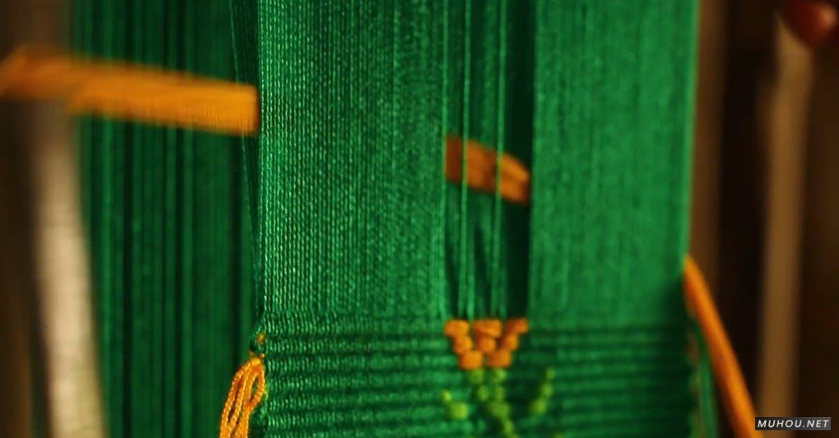 2121158|织布机编制布料绿色线CC0视频素材