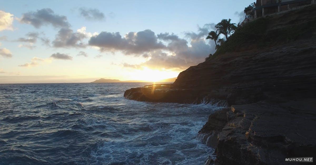 1093659|航拍海边的日出阳光黎明4KCC0视频素材插图