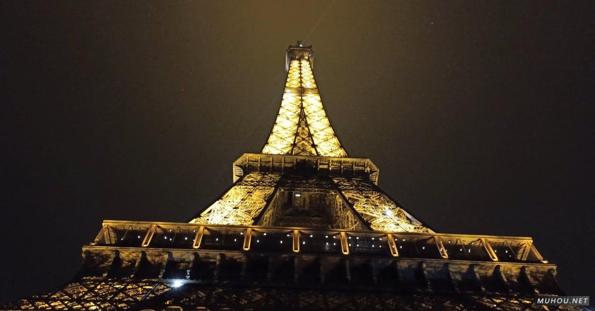 3521396|低角度, 地标巴黎夜晚艾弗尔铁塔4KCC0视频素材