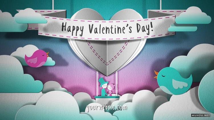 AE模板|情人节折纸电子贺卡视频模板#Valentines Day Card
