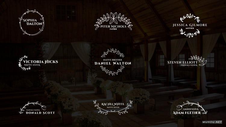 AE模板|婚礼文字花瓣树叶包装动画视频模板#Wedding Lower Thirds