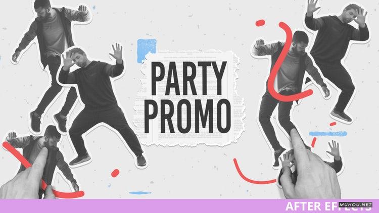 AE模板|纸上定格动画卡通派对宣传片头视频模板#Chill Party Promo