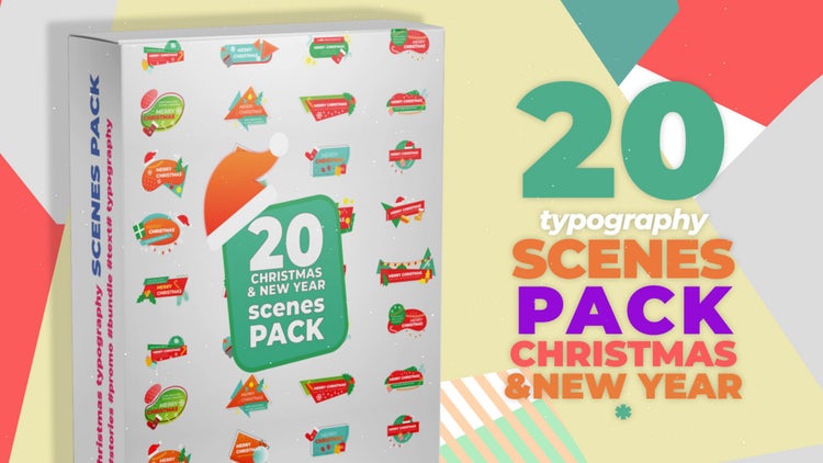 AE模板|20个新年印刷徽章设计视频模板#20 New Year Typography Badges