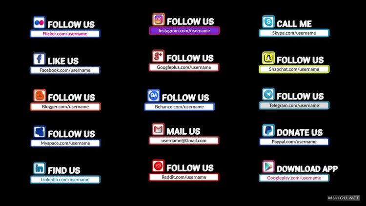 AE模板|社交媒体创意带网址字幕条视频模板#Social Media Lower Thirds