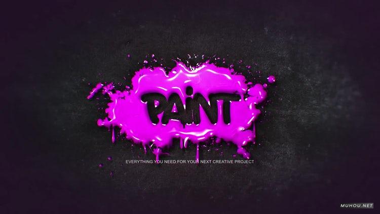 AE模板|油漆艺术喷溅墙壁logo演绎视频模板#Paint Logo