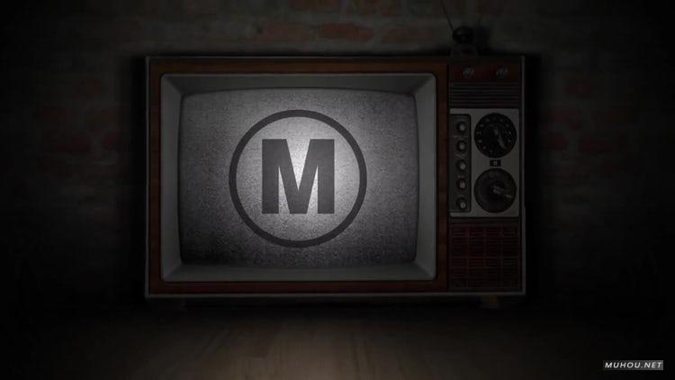 AE模板|旧电视倒计时黑白logo演绎视频模板#Old TV Logo Intro