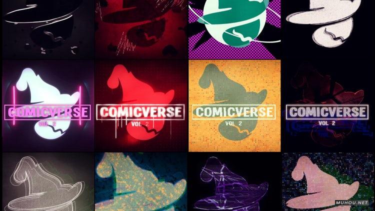 AE模板|嘻哈炫酷灯光logo文字视频模板下载#ComicVerse Vol 2 Logo Reveal插图