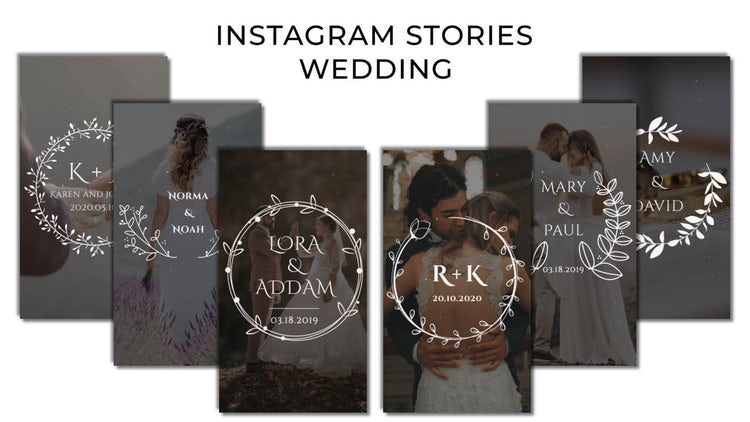 AE模板|婚礼花纹生长效果爱情故事竖屏视频模板#Wedding Instagram Stories（手机模板）
