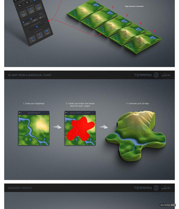 PS插件3D Map Generator汉化版2D3D立体三维地图地形生成器 4套全破解版