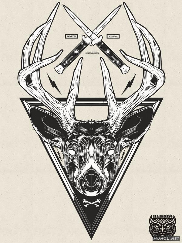 【大师作品】247P超级插画狂人Joshua M. Smith骷髅/动物风格T恤/饰品作品[一]