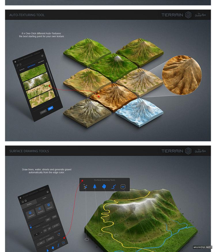 PS插件3D Map Generator汉化版2D3D立体三维地图地形生成器 4套全破解版