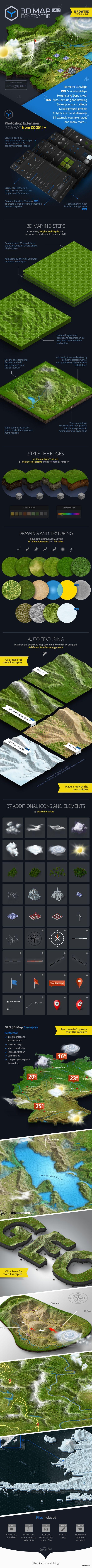 PS插件3D Map Generator汉化版2D3D立体三维地图地形生成器 4套全破解版