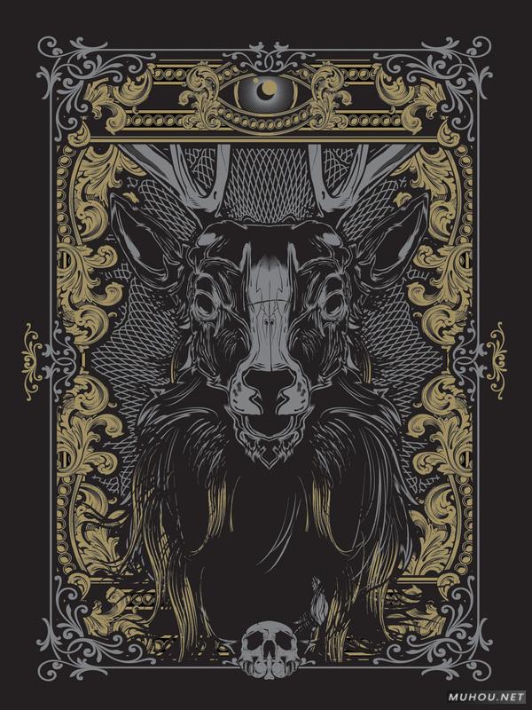 【大师作品】247P超级插画狂人Joshua M. Smith骷髅/动物风格T恤/饰品作品[一]